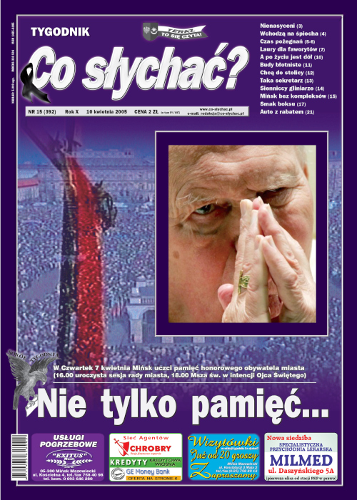 Okładka gazety Co słychać? - nr 15 (392) 2005